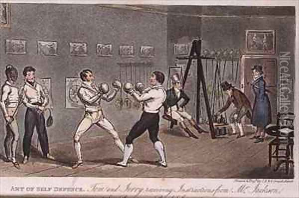 Art of Self Defence Tom and Jerry receiving instructions from Mr Jackson Oil Painting - I. Robert and George Cruikshank