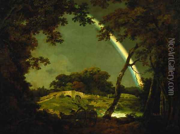 Landscape with a Rainbow, 1794 Oil Painting - Josepf Wright Of Derby