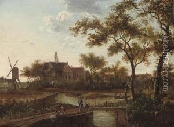 A River Landscape Oil Painting - Balthasar Van Der Veen