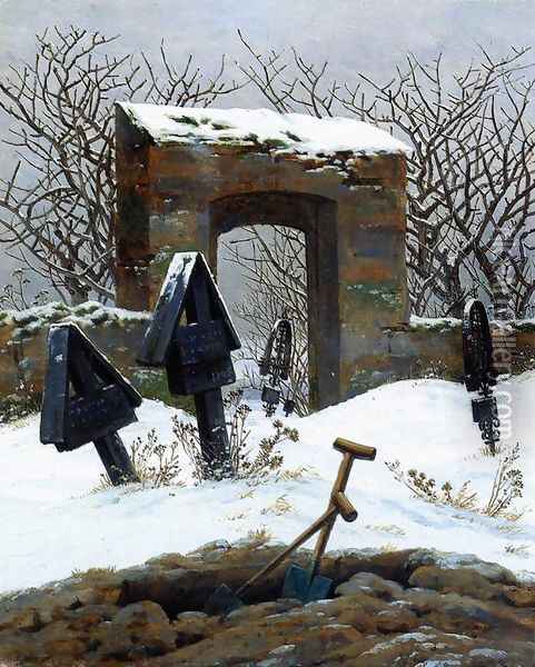 Graveyard under Snow 1826 Oil Painting - Caspar David Friedrich
