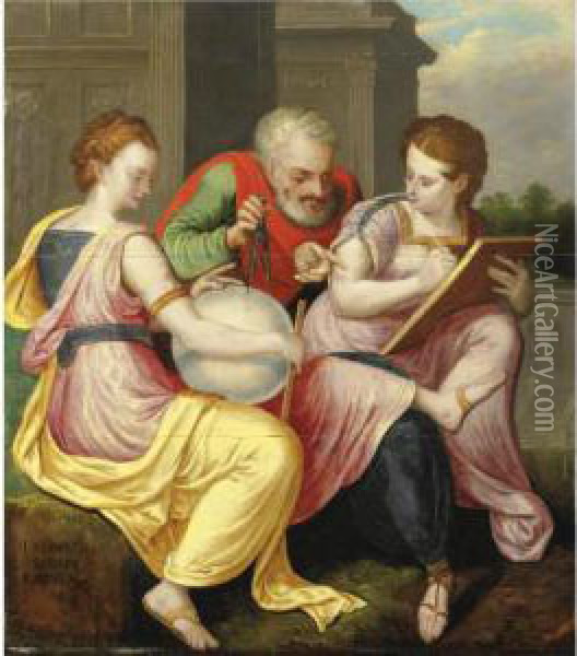 Diligentia, Modus, Regula Oil Painting - Frans I Vriendt (Frans Floris)