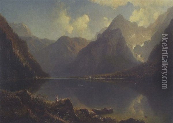 Der Konigssee Bei Berchtesgaden Oil Painting - Julius Lange