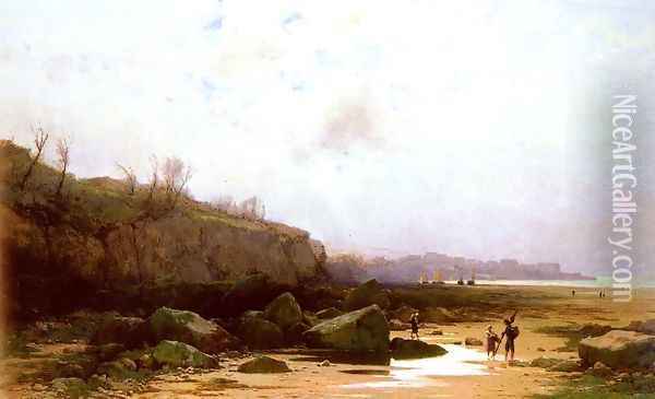 Pecheurs A Douarnenez Oil Painting - Gustave Castan