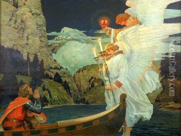 The Knight of the Holy Grail Oil Painting - Frederick Judd Waugh