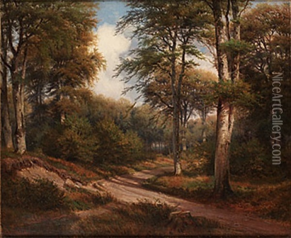 Skogslandskap Oil Painting - Nordahl (Peter Frederik N.) Grove