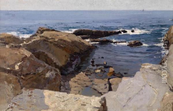 Coast Near Nervi Oil Painting - Alfred Zoff