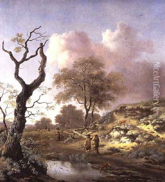 A Hilly Landscape, early 1660s Oil Painting - Jan Wijnants
