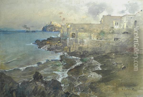 Villa Malcovati A Ischia Oil Painting - Giuseppe Casciaro