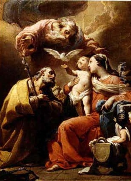 The Holy Family With God The Father And The Holy Spirit Oil Painting - Gaetano Gandolfi