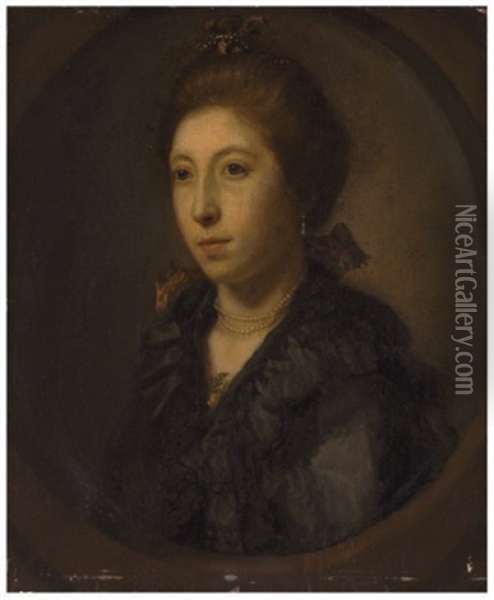 Portrait Of A Lady, Traditionally Identified As Lady Courtenay, Bust-length Oil Painting - Nathaniel Hone the Elder