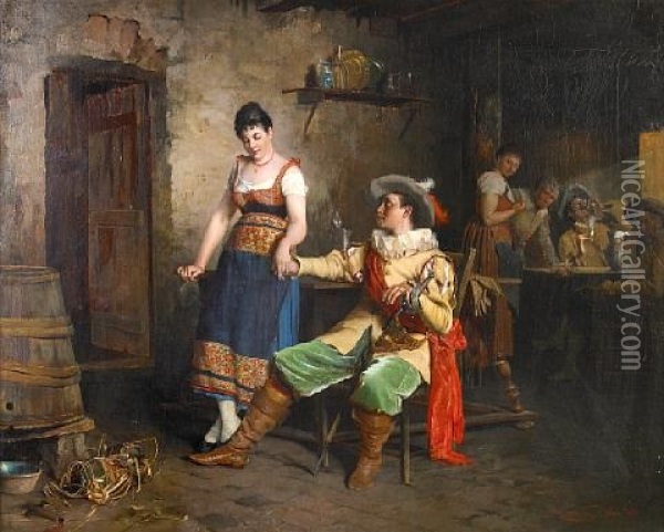A Flirtatious Moment Oil Painting - Johann Hamza