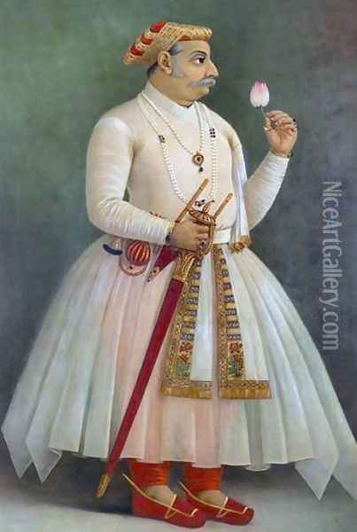 Maharana Raj Singh Oil Painting - Raja Ravi Varma