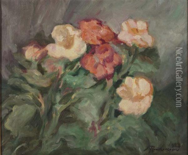 Flowers Oil Painting - Jalmari Ruokokoski
