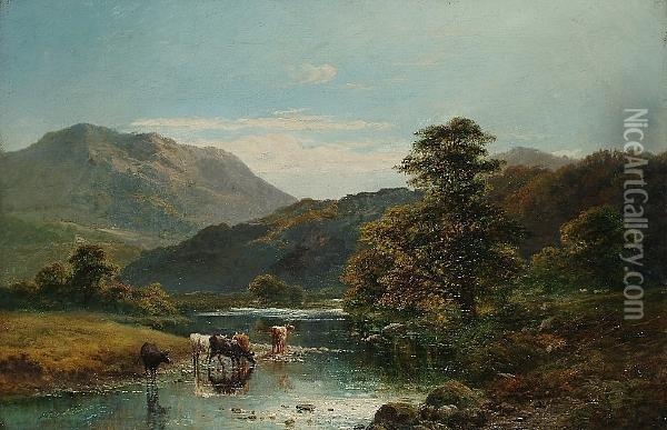 The River Conway Oil Painting - Alfred de Breanski