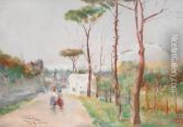 The Route To Naples Oil Painting - Giuseppe Casciaro