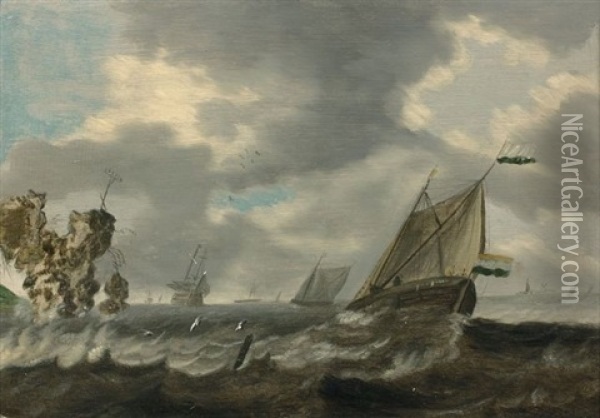 Navires Par Gros Temps Oil Painting - Bonaventura Peeters the Elder