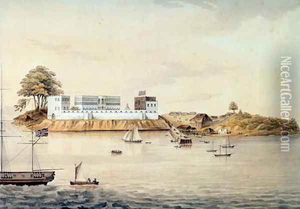 Bance Island, River Sierra Leone, Coast of Africa, Perspective Point at 1, c.1805 Oil Painting - Corry