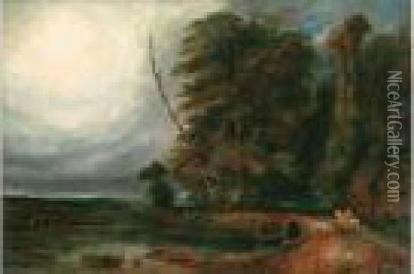 L'orage A La Fin Du Jour Ou Le Cavalier Oil Painting - Paul Huet