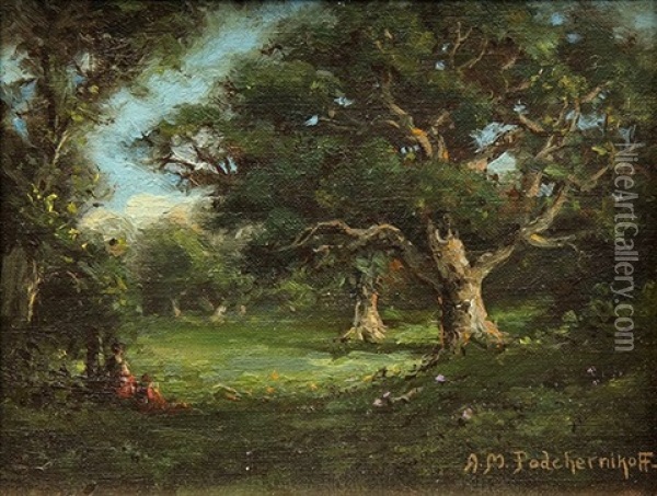 Clearing Through The Oaks Oil Painting - Alexis Matthew Podchernikoff