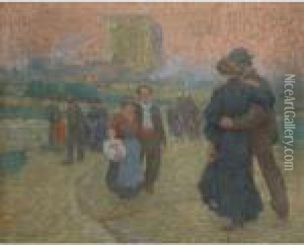 Promenade Du Soir, Les Deux Mondes Oil Painting - Claude Emile Schuffenecker