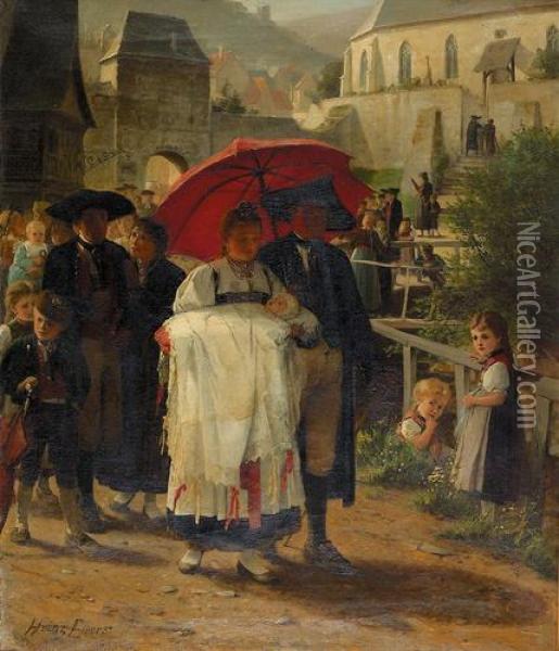 Der Taufgang. Oil Painting - Heinrich Ewers