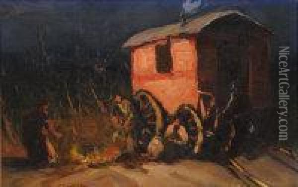 The Camp Fire Oil Painting - Fernand Alexis Lambert