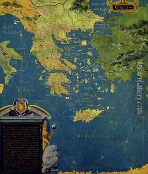 Map of Sixteenth Century Greece Oil Painting - Egnazio Stefano and Danti Bonsignori