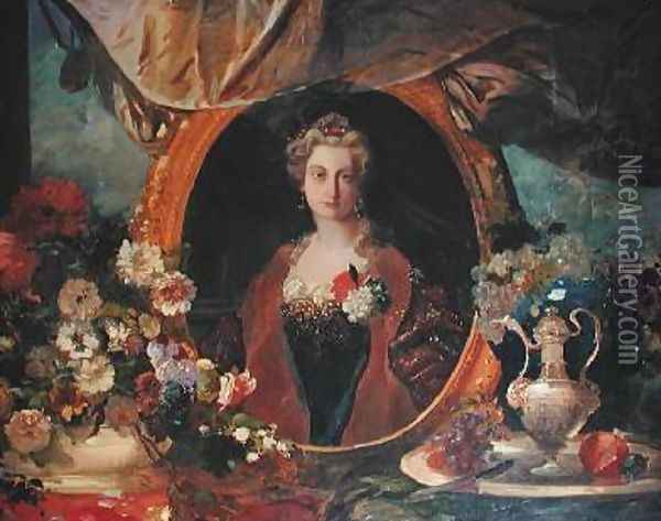 Marie Caroline de Bourbon Sicile 1822-69 Duchess of Aumale Oil Painting - Eugene Louis Lami