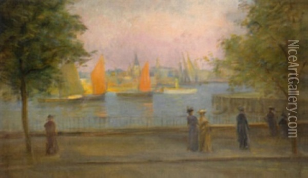 An Der Themse Oil Painting - Carl Kaiser-Herbst