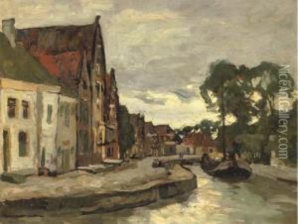 A Canal In Hoorn Oil Painting - Charles Dankmeijer