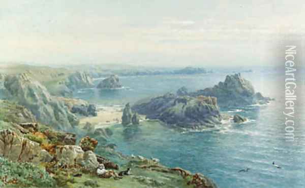 Kynance Cove, Cornwall Oil Painting - Samuel Jackson
