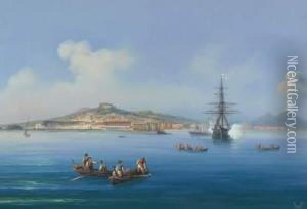 Vue De La Baie De Naples Oil Painting - B. Meuris