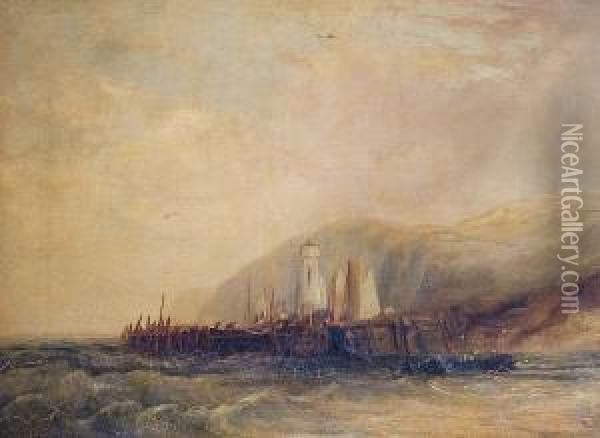 Tea Coast - Lighthouse Oil Painting - J Wilson Of Halifax