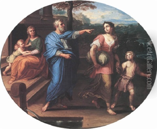 The Banishment Of Hagar And Ishmael Oil Painting - Nicolas Mignard