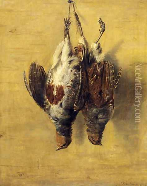 Brace of English Partridge, 1808 Oil Painting - J. Francis Sartorius