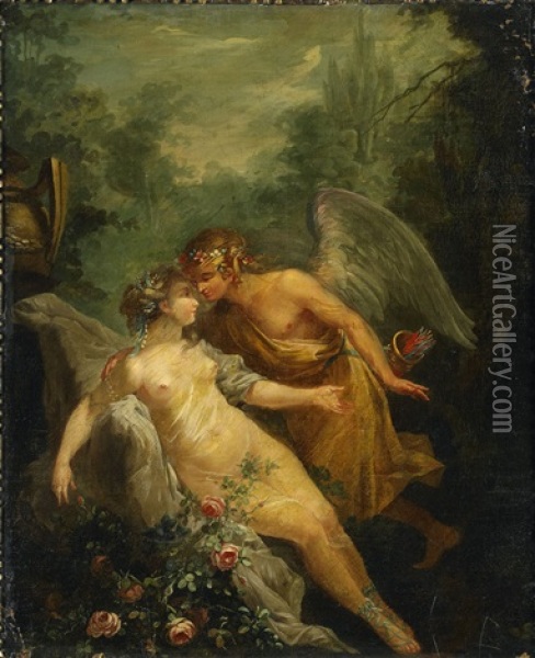 Venus Och Amor Oil Painting - Charles Michel-Ange Challes