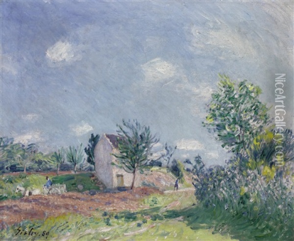 Paysage De Printemps, Chemin Aux Environs De Moret-sur-loing Oil Painting - Alfred Sisley