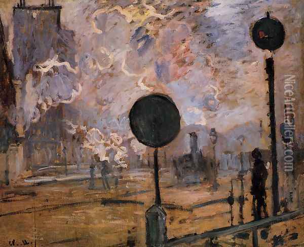 Exterior Of Saint Lazare Station Aka The Signal Oil Painting - Claude Oscar Monet
