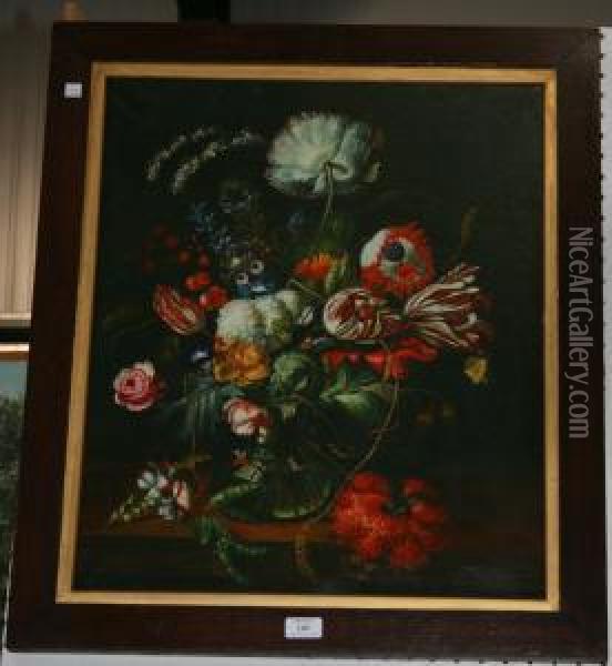 Still Life Study Of Flowers Oil Painting - Pieter Casteels