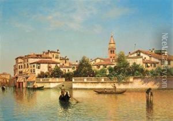 A Venetian Canal Oil Painting - Henry Pember Smith