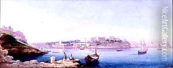Valletta Harbour Oil Painting - Luigi Maria Galea