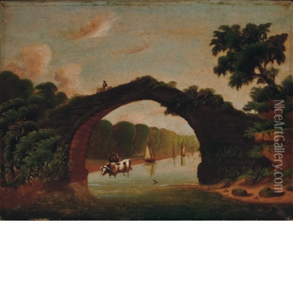 The Bridge Oil Painting - Thomas Chambers