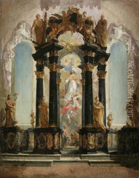 Barockes Kircheninterieur Oil Painting - Giovanni Battista Tiepolo