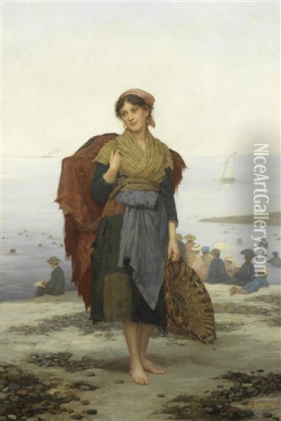 The Fishergirl Oil Painting - Eugenie Alexandrine Marie Salanson