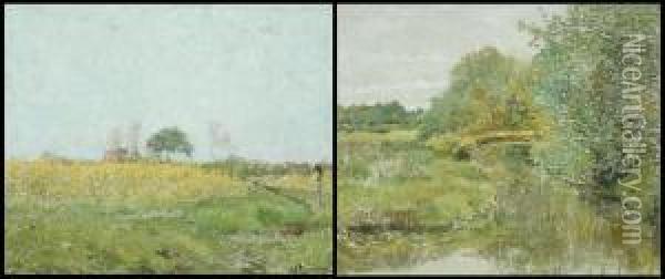 Zomerlandschap - Landschap Met Beek Oil Painting - Adriaan Jozef Heymans