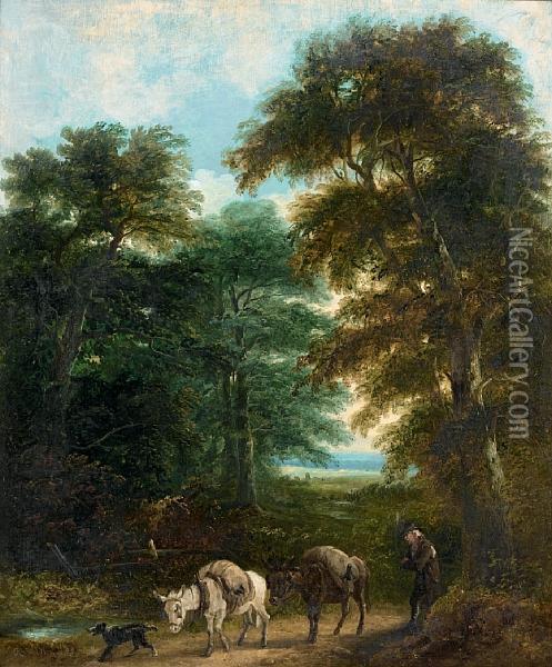 A Traveller On A Wooded Path Oil Painting - Richard Westall