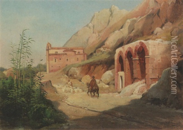 Ruines Romaines Pres De Palerme Oil Painting - Jean Charles Joseph Remond