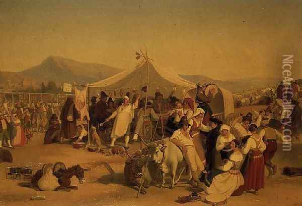A Fair in the Roman Campagna Oil Painting - Jorgen Valentin Sonne