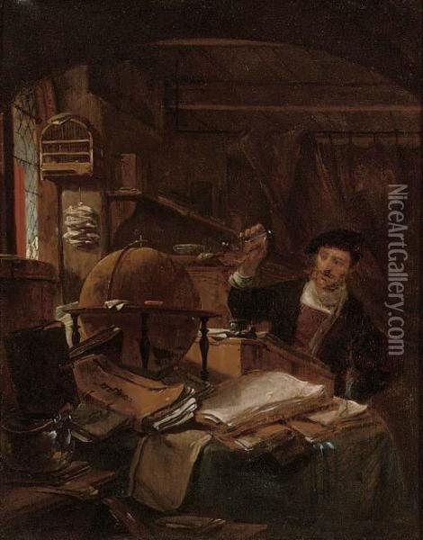 An Alchemist Oil Painting - Thomas Wyck