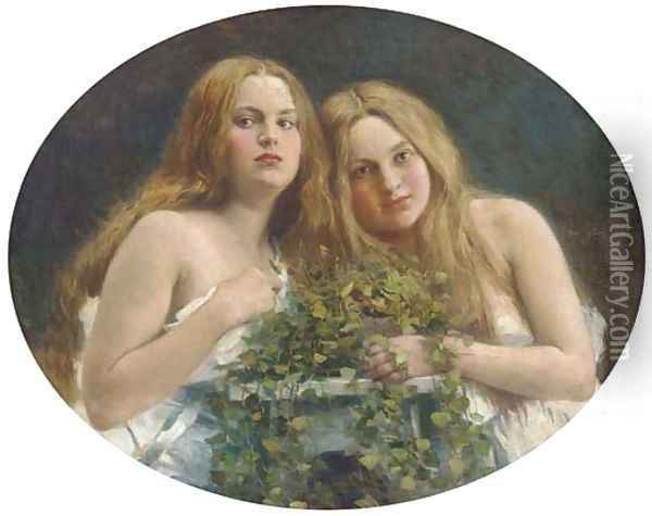 Young maidens in the garden Oil Painting - Johann Anton de Peters